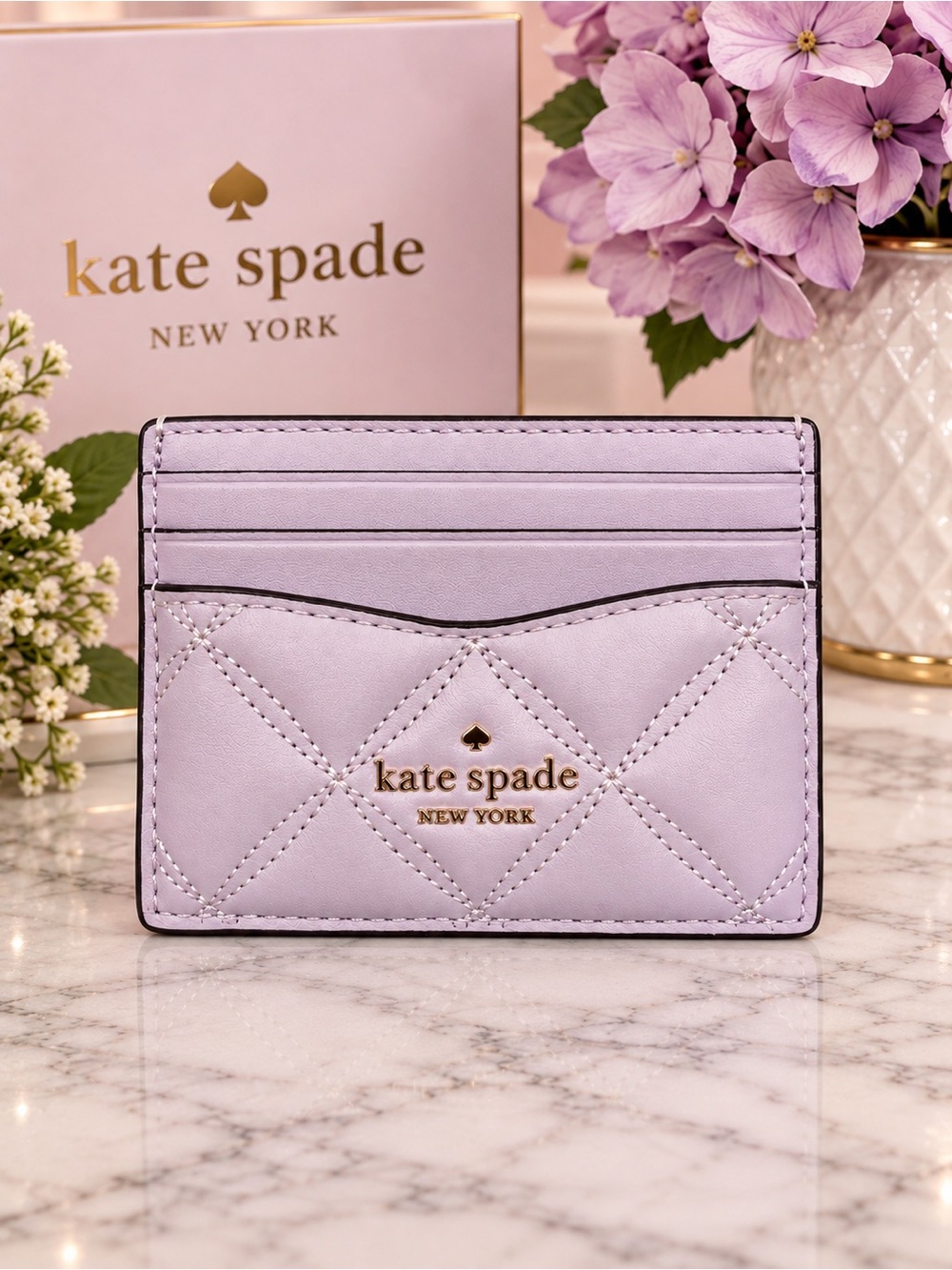 Kate Spade Quilted Lavender Card Holder Wallet NWOT